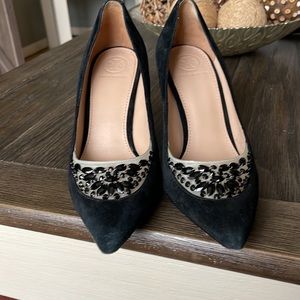 Tory Burch black hight heels w/ stones on the front